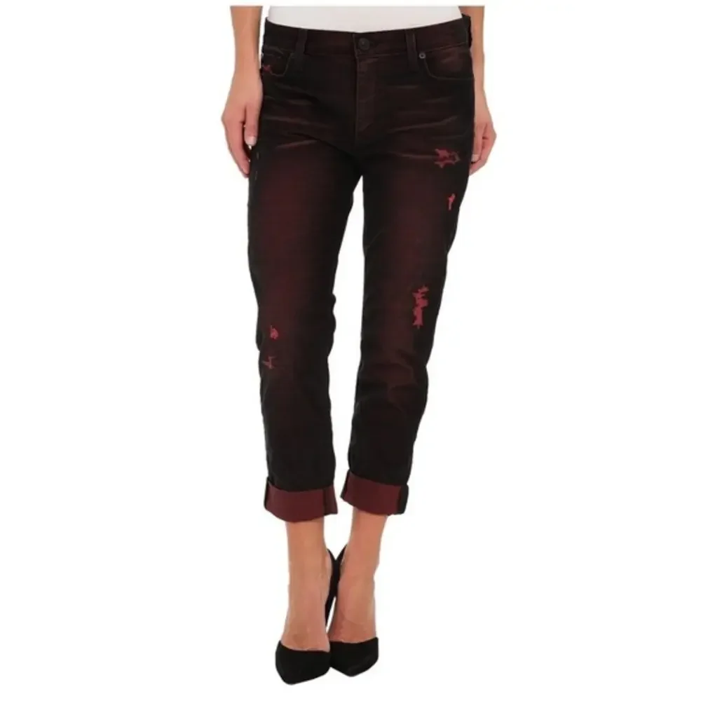 Hudson Red‎ Black Distressed Jude Slouch Skinny
